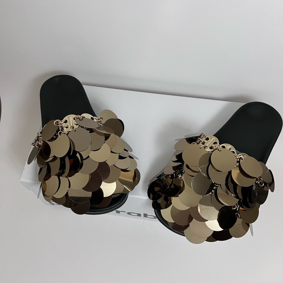 PACO RABANNE GOLD SPARKLE SANDALS $460 - Picture 8 of 12
